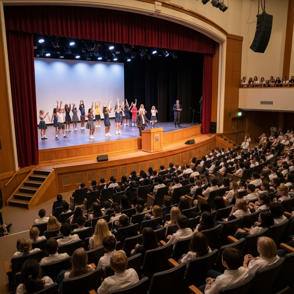 School assembly in the auditorium