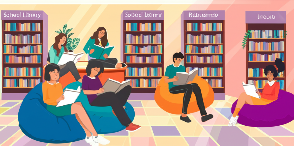 Students reading in the school library