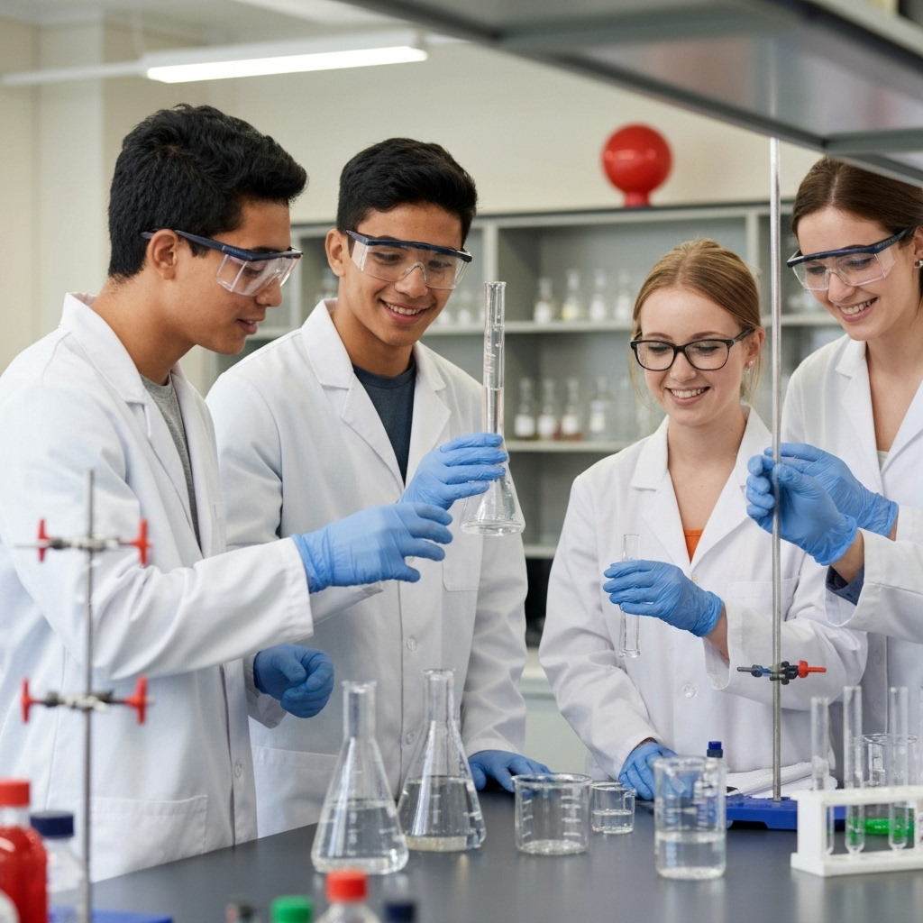 Students conducting experiments